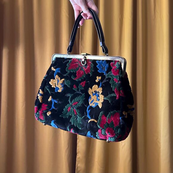 Unbranded Handbags - Vintage 50s 60s Floral Carpet Bag, Cara Chenille Tapestry Purse